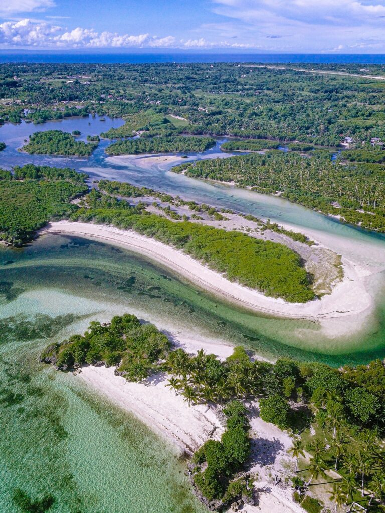 Balidbid Lagoon from above: sandbars, mangroves and lagoon water