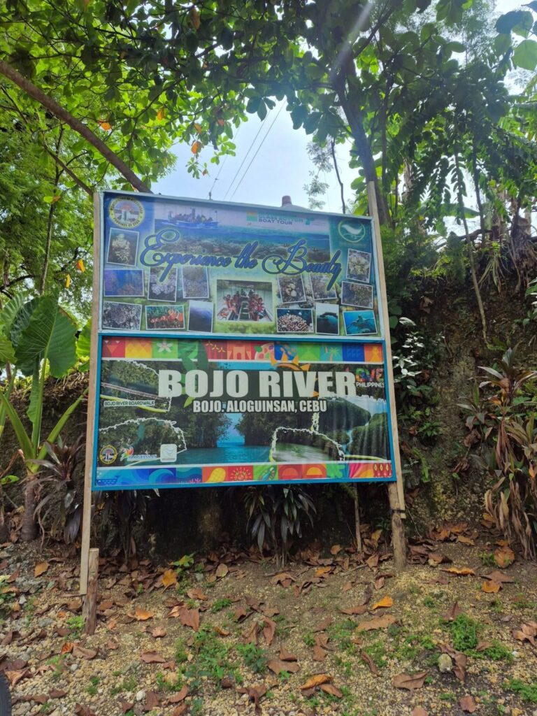 The Bojo River welcome board in Bojo, Aloguinsan, Cebu