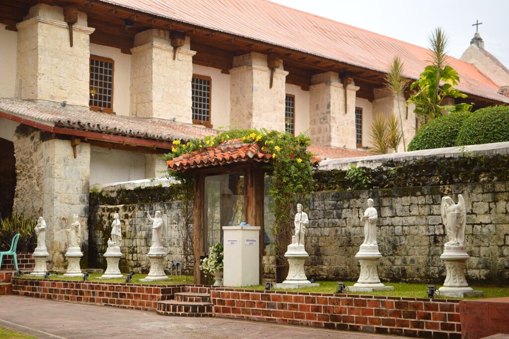 Saint statues lining the church walls in Boljoon