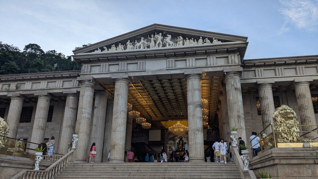 The grand columned entrance of the Temple of Leah