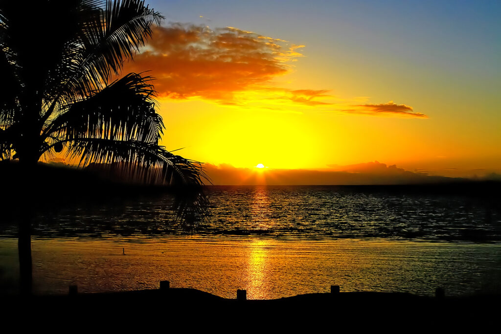 Sunrise over the sea at Tudela, Poro Island