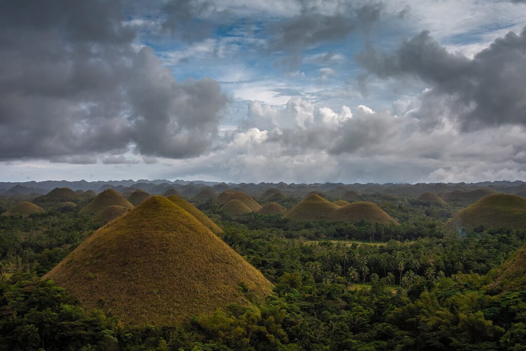Big skies and clouds over the hills seen from the observation deck