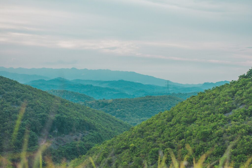 Rolling green mountains in the Danao highlands