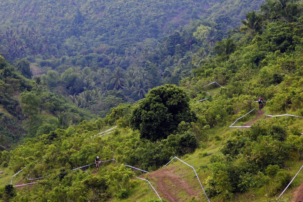 Mountain-bike trail winding down the hills of Danao