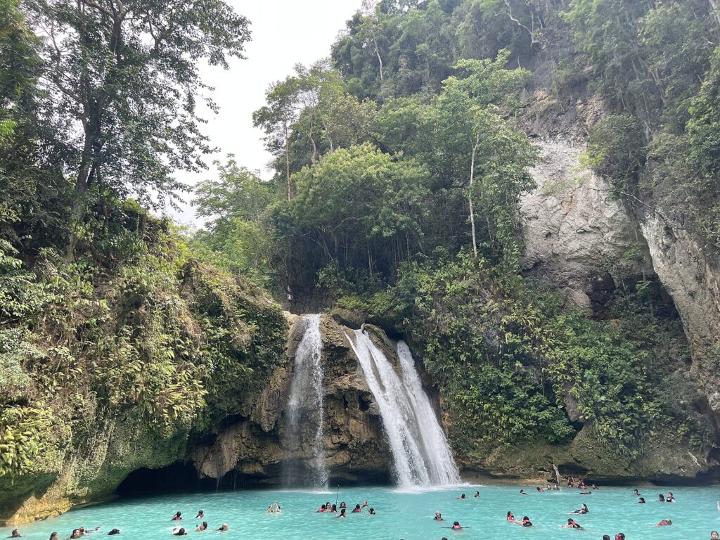 The main first tier of Kawasan Falls and its blue pool (2026)