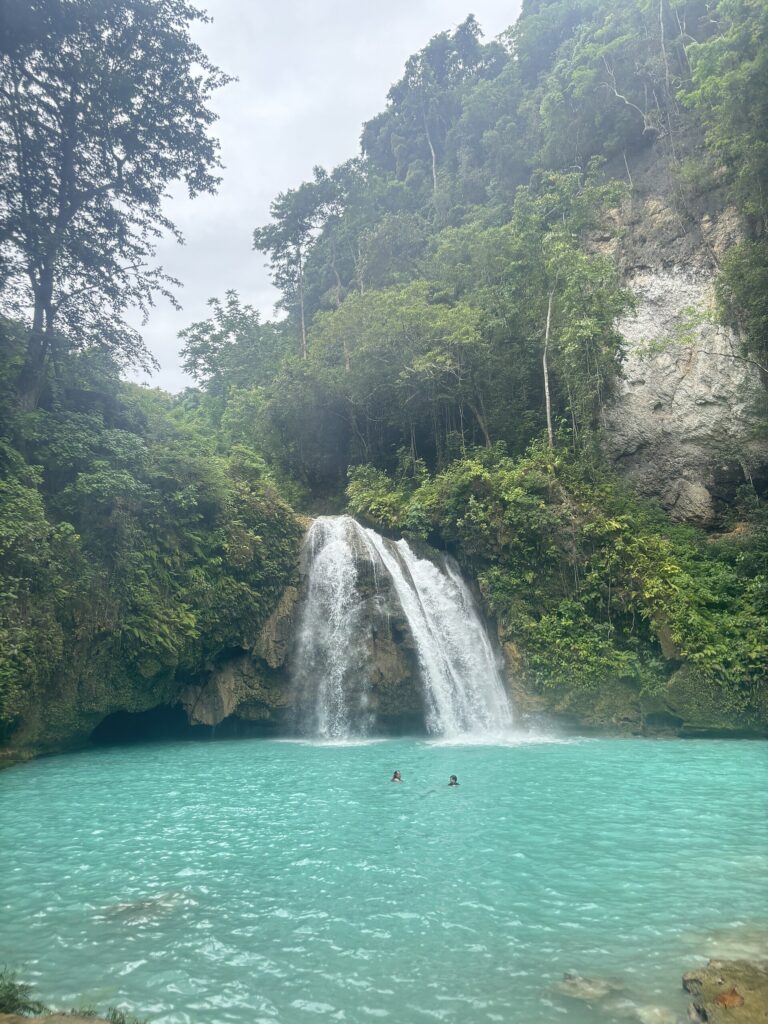 Kawasan Falls pouring into the Matutinao river canyon