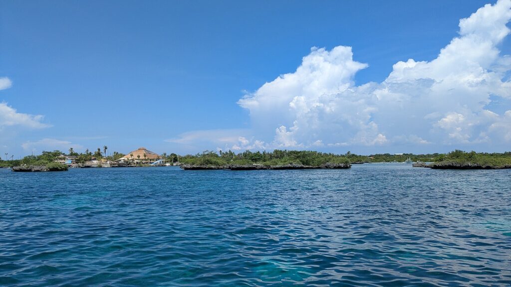 Clear turquoise water off Olango on the island-hopping route