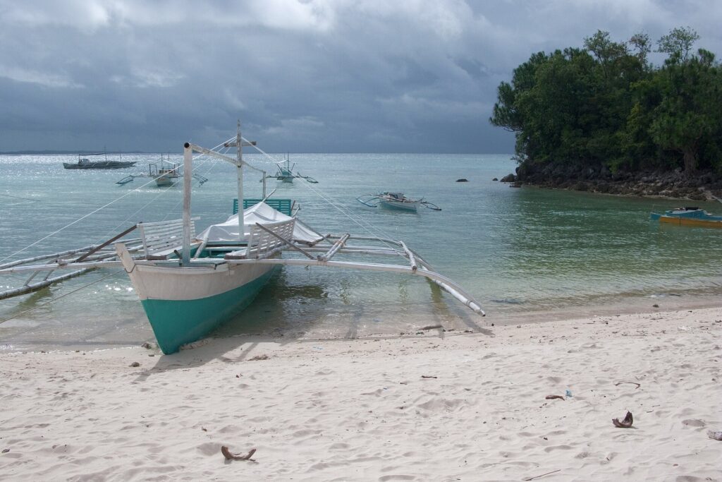 A traditional bangka boat, the kind that carries divers out to the shoals