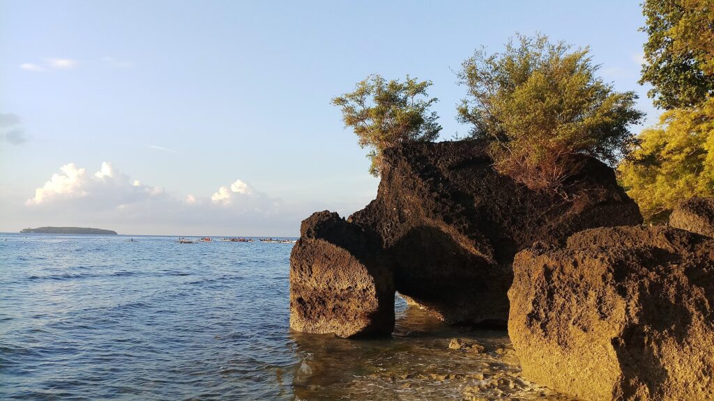 Limestone boulders on the shore at Tan-awan, facing the Cebu Strait