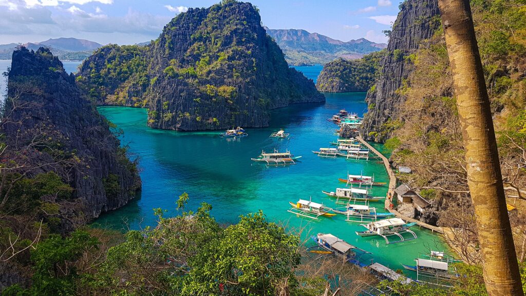 The famous view of Coron's limestone coves from the Kayangan Lake view deck