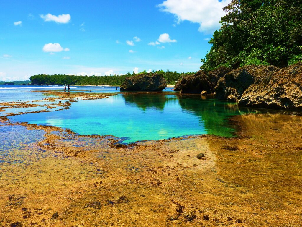 Tidal pools among the rocks at Magpupungko in Pilar at low tide