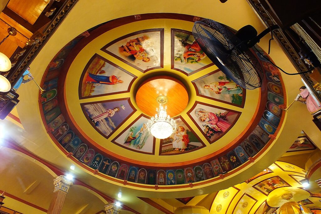 Painted dome ceiling inside the Simala Shrine