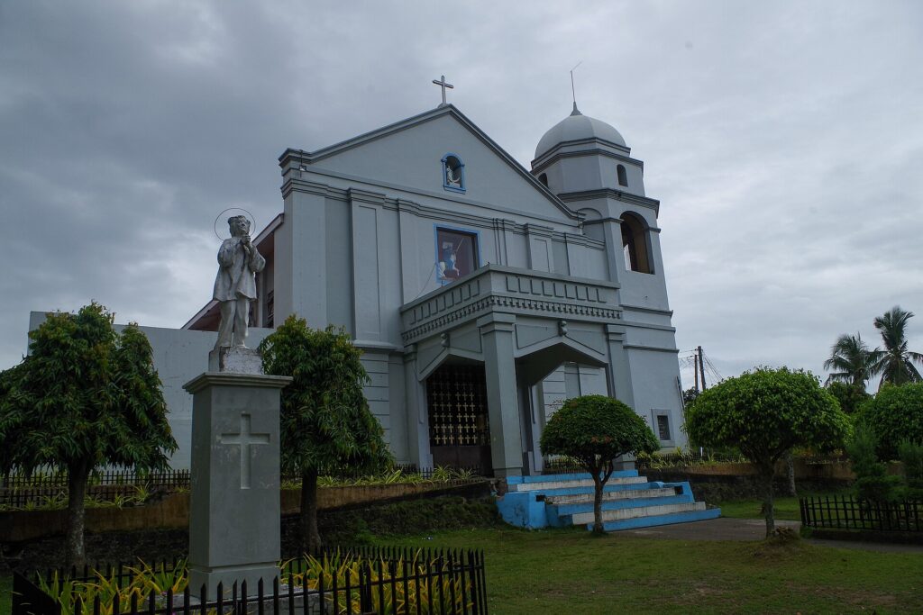 St. James the Apostle Parish Church and its statue of the saint, Sogod