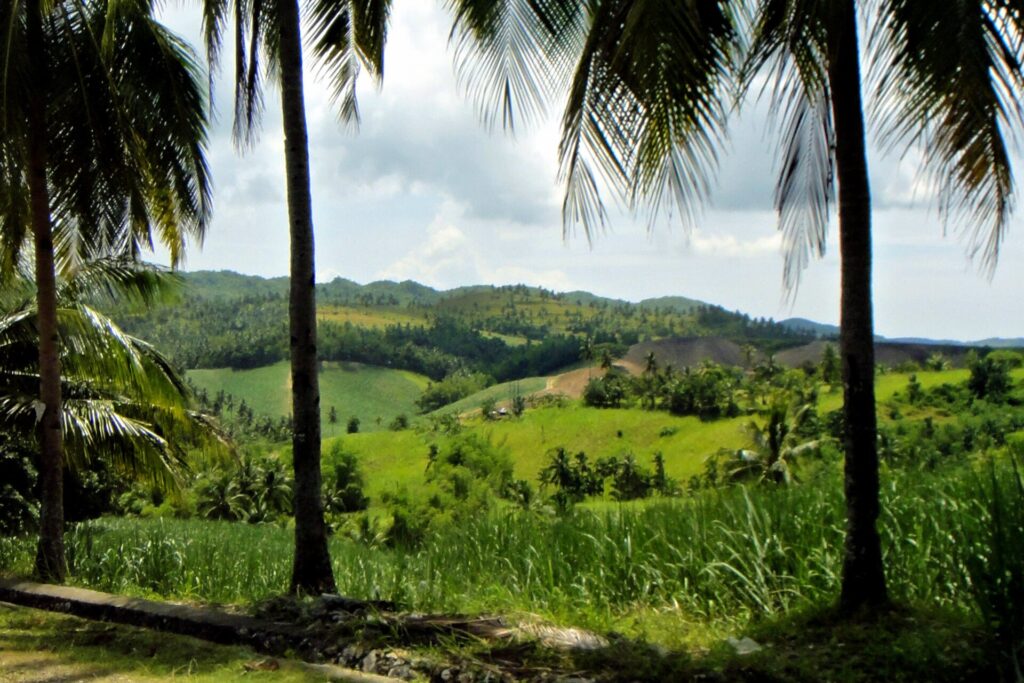 Rolling hills and farmland in the Sogod countryside